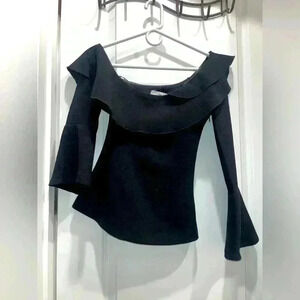 n/nicholas Black Off the Shoulder Long Sleeve Blouse